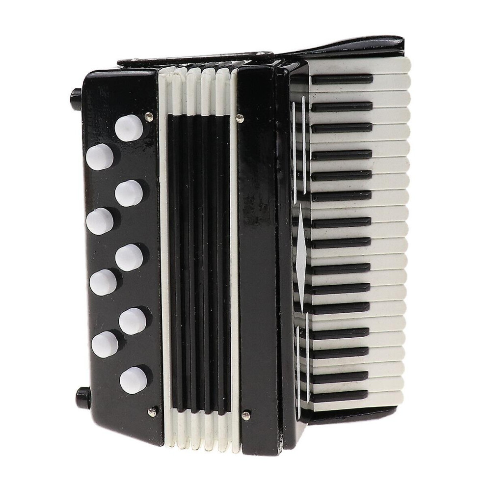 (Black) Mini Accordion Model Realistic Musical Instrument Model With Storage Box