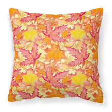 Fall Leaves Watercolor Red Fabric Decorative Pillow, 14 x 14 in.