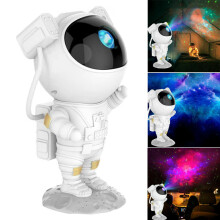 Astronaut Starry Galaxy Projector Night Light Lamp - Nebula & Stars, Adjustable Projection, Remote, 40/90 Min Timer, Portable