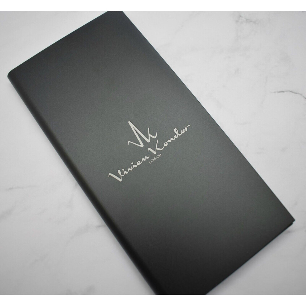 Vivien Kondor London (Black) Slim Travel Smart Powerbank 10000Mah Dual Charging Black