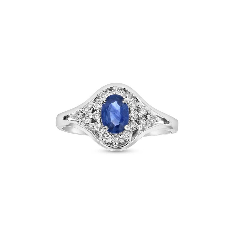 Photos - Ring 0.25 CTW Diamonds & Sapphire , 14K Gold - Size 5