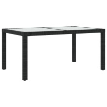 vidaXL Gartentisch 150x90x75 cm Gehärtetes Glas Poly Rattan Schwarz