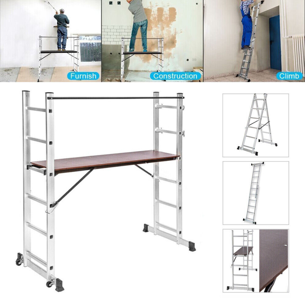 Multi Purpose Working Scaffolding Ladder Working W/Wheels Platform 009732224173