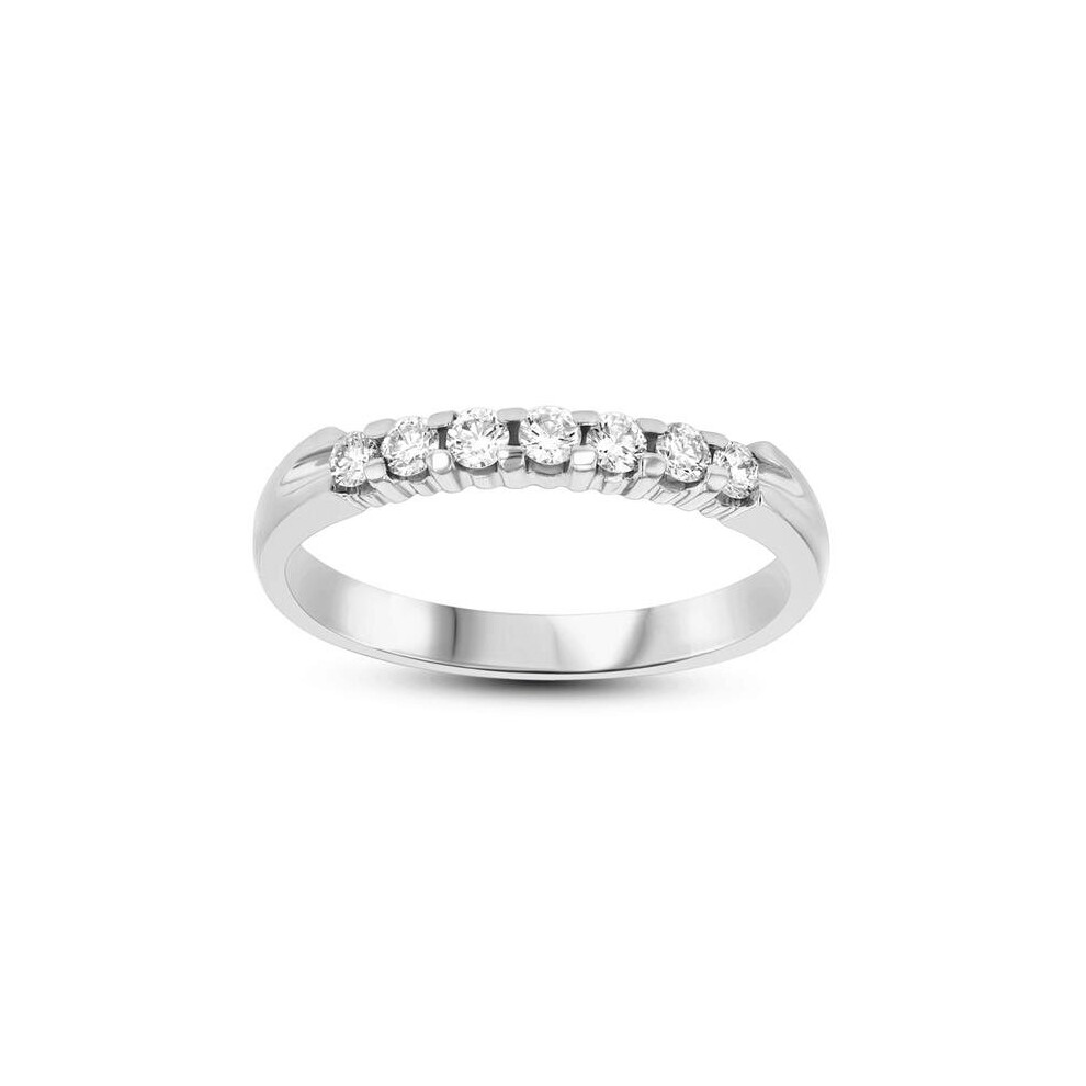 Photos - Ring 0.30 CTTW 7 Stone Round Diamonds Shared Prong Anniversary or Wedding Band 14K Gold Bridal  H-J SI - Size 7