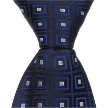 B9 - 9.5 in. Zipper Necktie - Navy With Squares, 6 to 18 Month