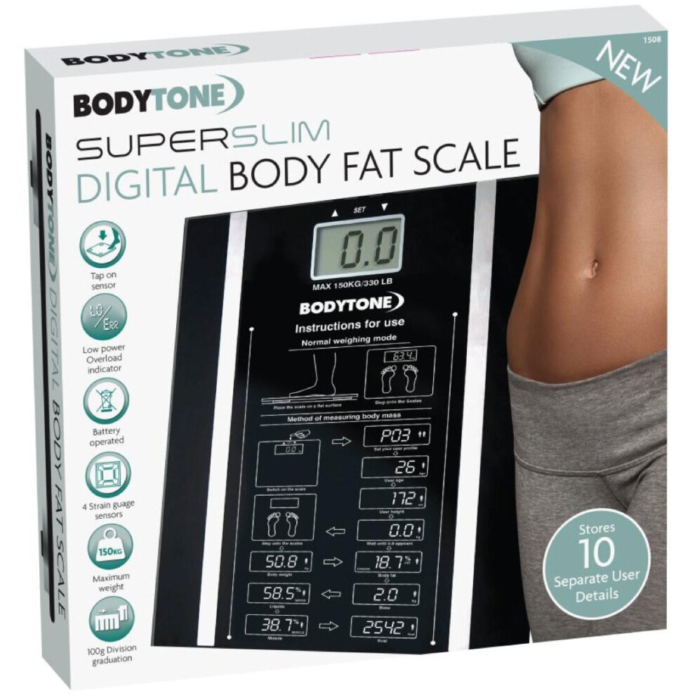 Bodytone Digital Body Fat Analyser Scales Bmi Healthy 150Kg Weighing Scale Weight Loss