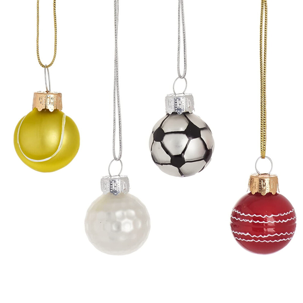 Christmas Tree Decorations Festive Sports Balls Glass Baubles Set