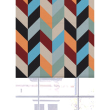 (120 cm Width x 140 cm Drop, Blue/Orange) Lister Cartwright Roller Blind Blackout Color Block Chevron Blue/Orange Easy Fit