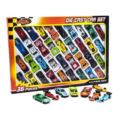 36pc Metal Die Cast Kids Cars Gift Set Xmas F1 Racing Vehicle Children