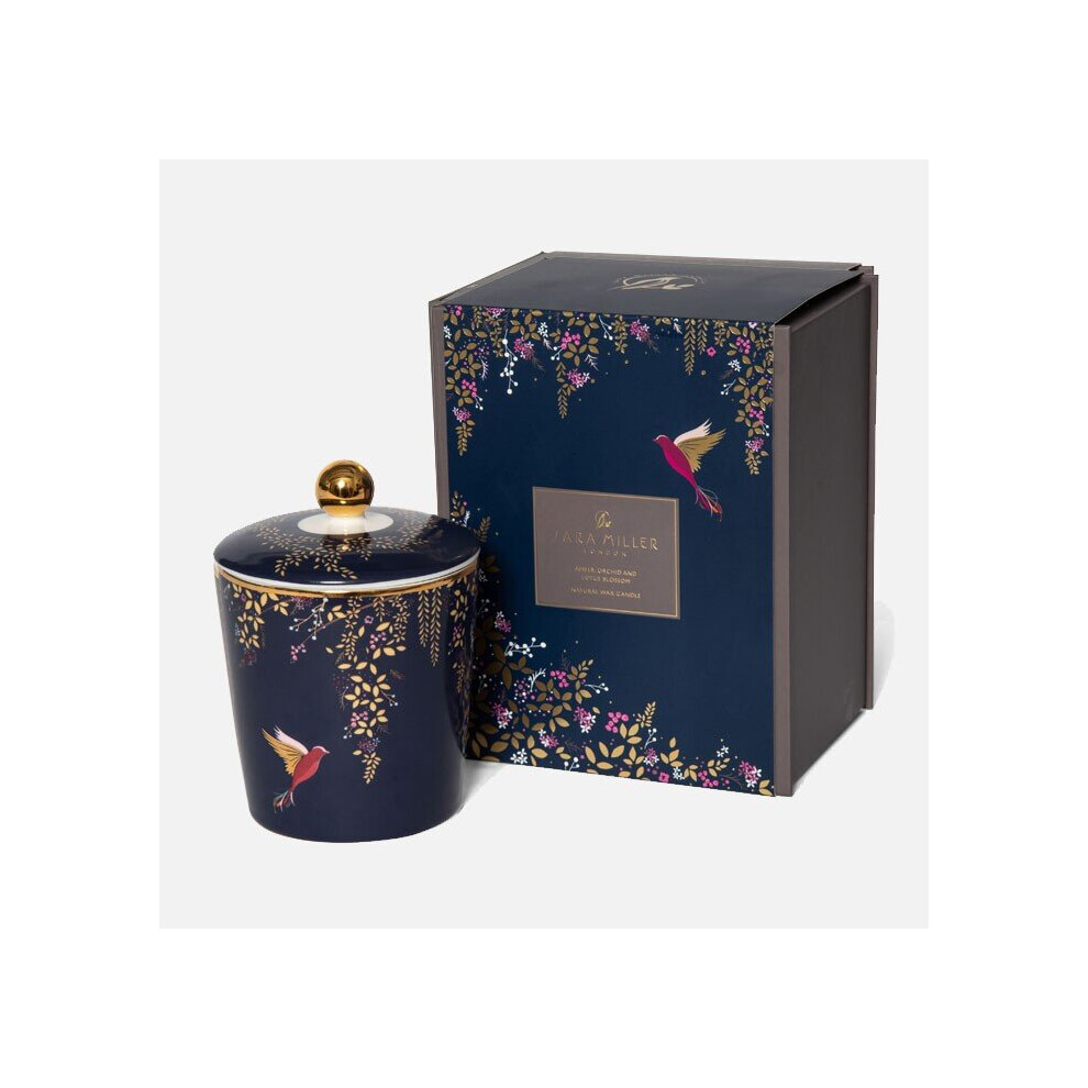 Sara Miller London Ceramic Candle With Lid - Amber, Orchid & Lotus Blossom