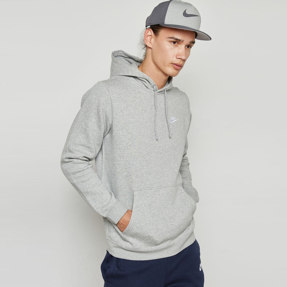 (Grey, S) Nike Mens Club Fleece Pullover Hoodie