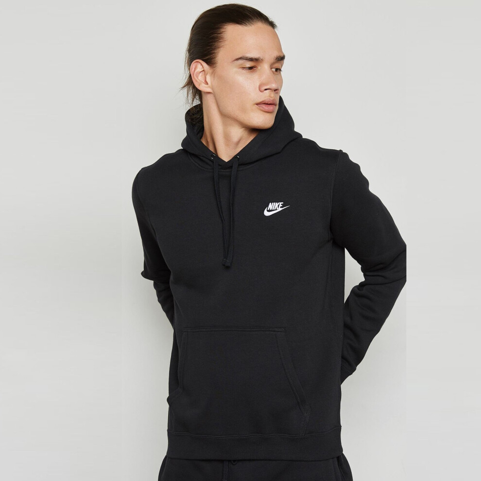 (Black, L) Nike Mens Club Fleece Pullover Hoodie 