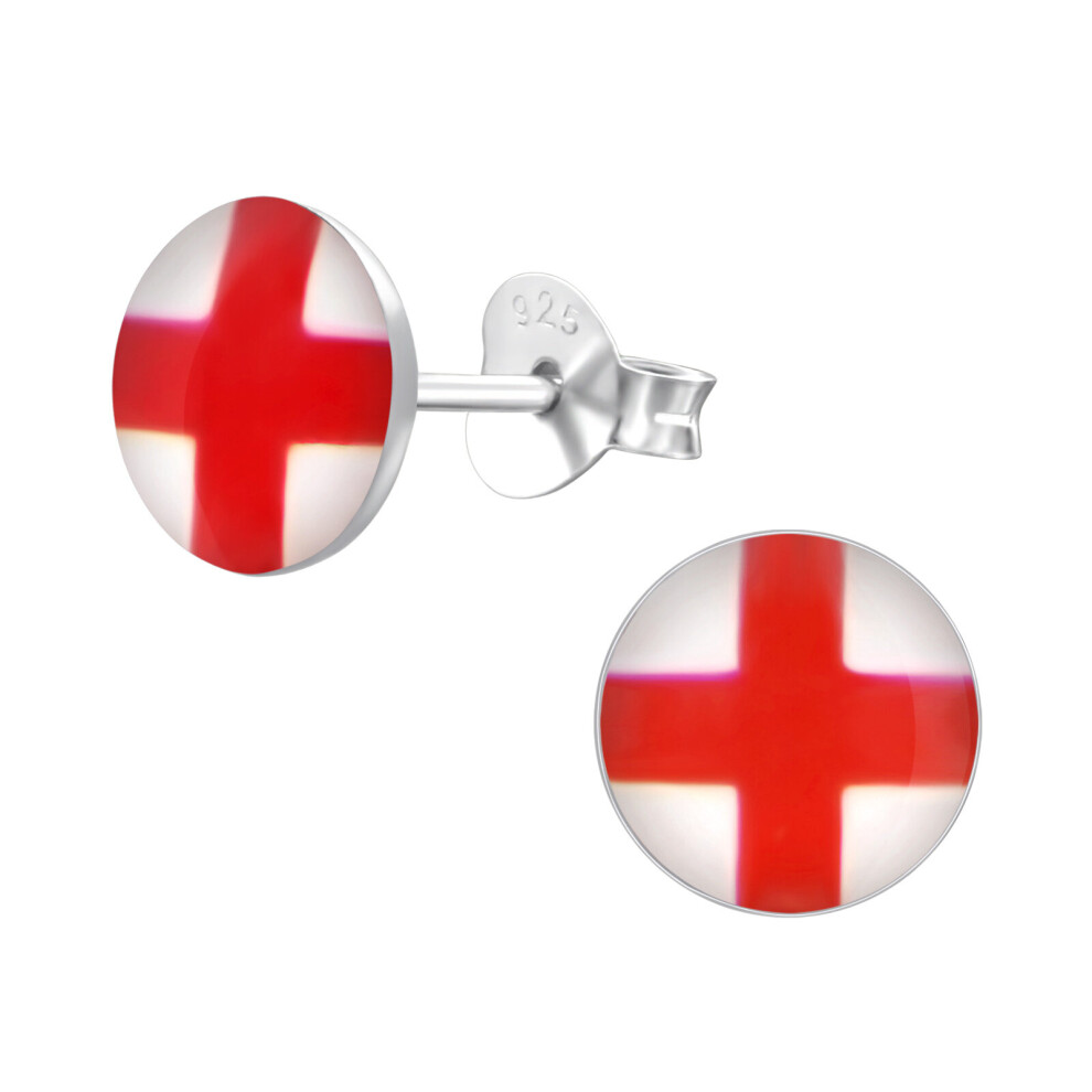 Smooth St George Sterling Silver Ear Studs
