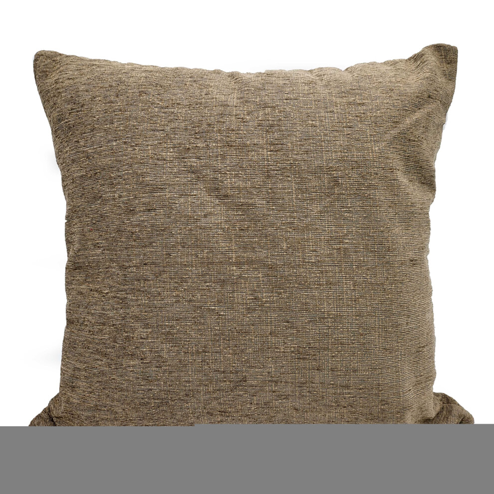 (Beige, 21"x21" Filled Cushion) Large Chenille cushion covers or cushion Plain