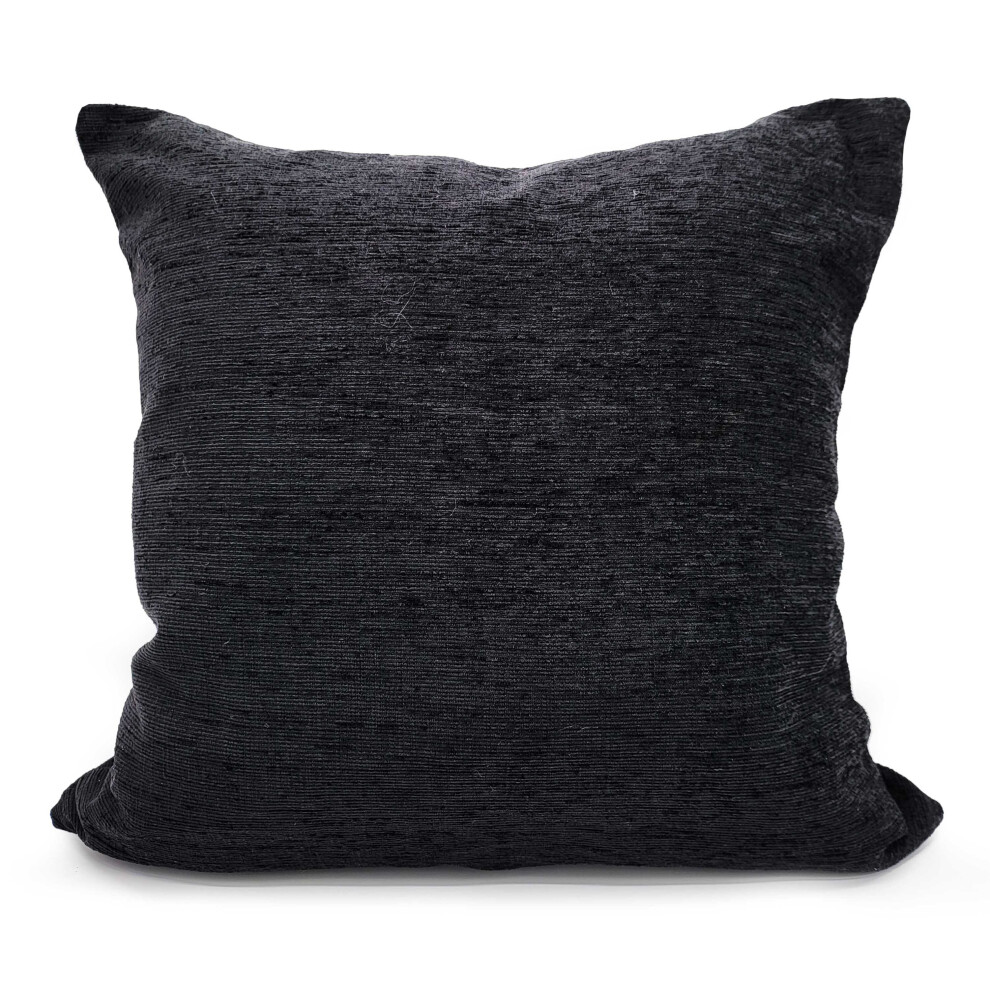 (Black, 21"x21" Cover Only) Large Chenille cushion covers or cushion Plain