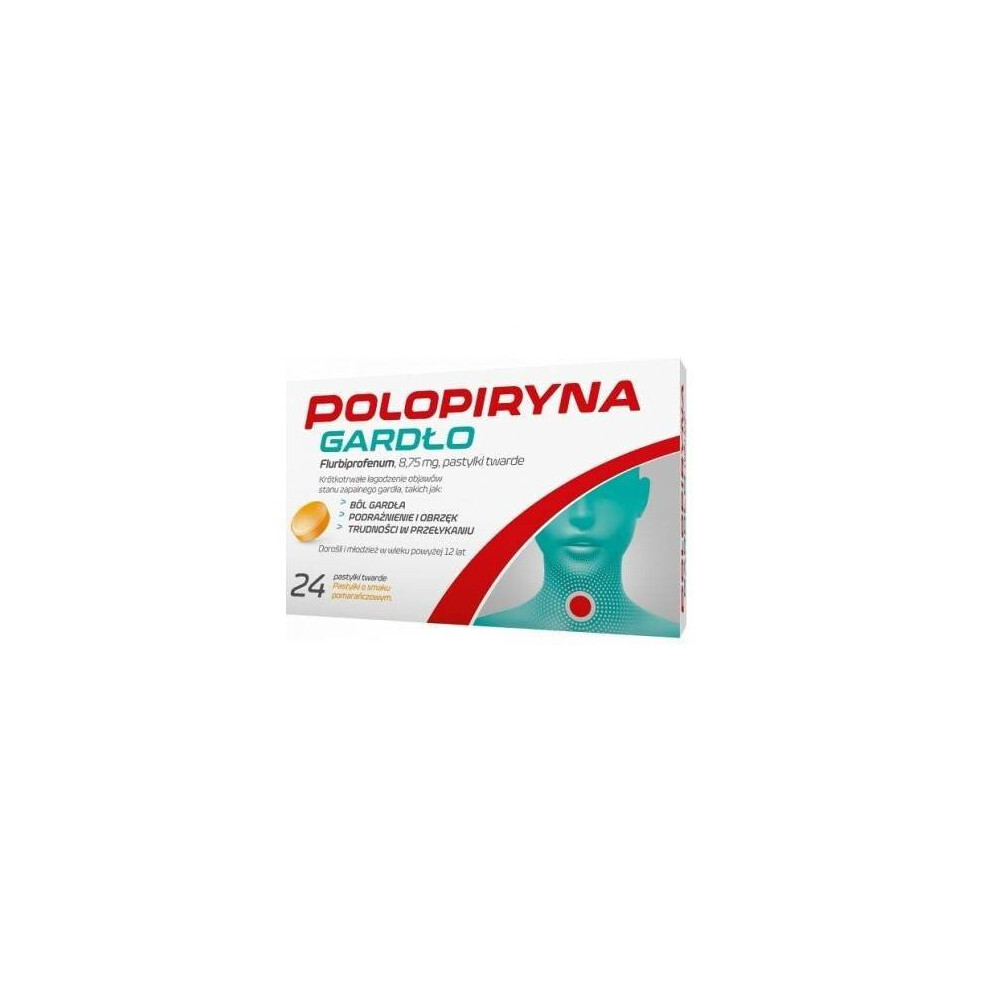 Polpharma Orange Polopiryna Sore Throat Flavor, 24 Lozenges