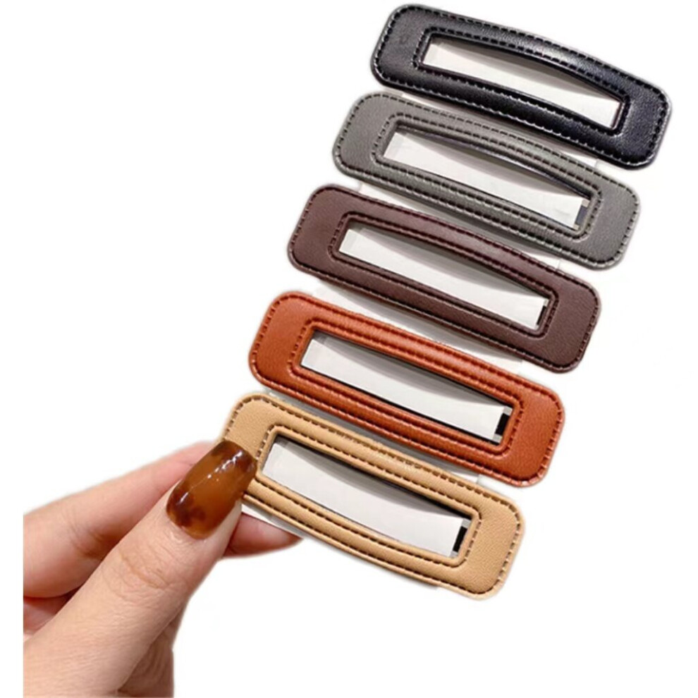 (Coffee Color) 20pcs Leather Hair Clips Rectangle Bb Hairpins Hair Styling Accessories For Women-image-OPC-PB6W5ZR-NEW