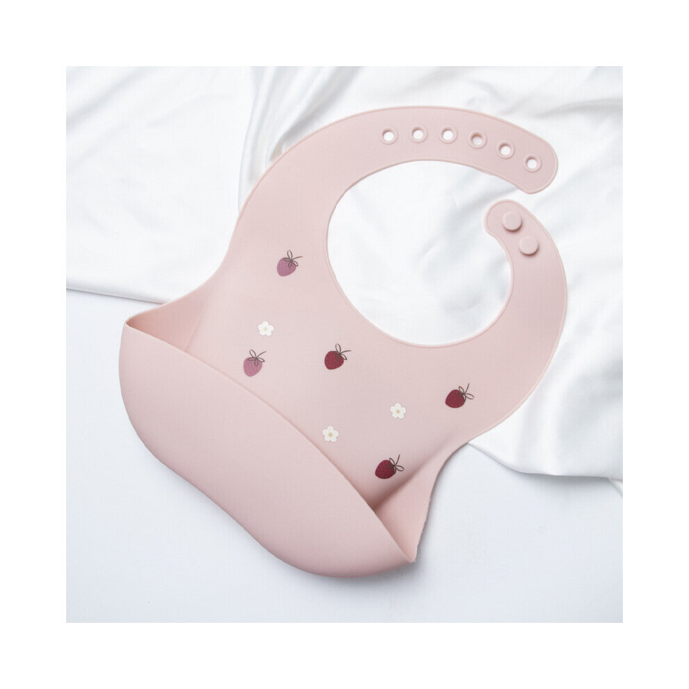 (Pink) Baby Silicone Bib Waterproof Feeding Eating Bibs Washable Soft Meal Pocket Pink