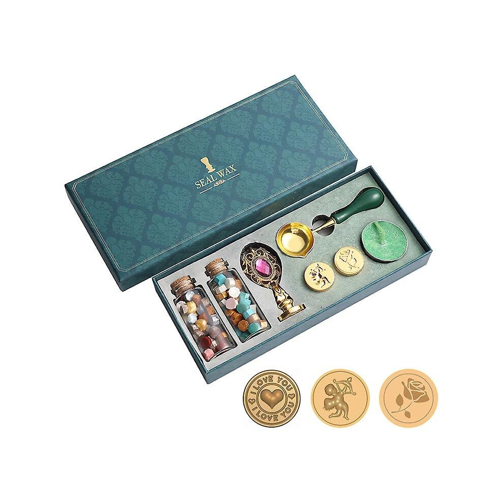 (Purple) Wax Seal Stamp Kit Vintage Decorative Sealing Wax Set For Envelopes Invitation 768619200470