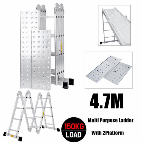 4.7M Folding Ladder Extendable with Platform Scaffold Ladder 1