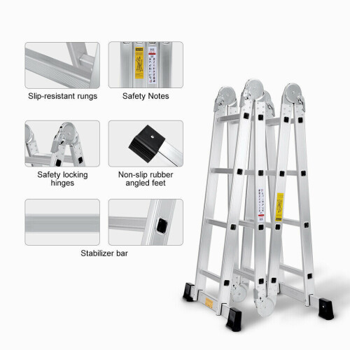 4.7M Folding Ladder Extendable with Platform Scaffold Ladder 2