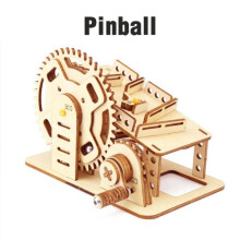 (Pinball) 3D Wooden Puzzle Mechanical Kit Stem Science Physics Toy Maze Ball Assembly Model Building