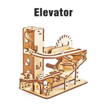 (Elavator) 3D Wooden Puzzle Mechanical Kit Stem Science Physics Toy Maze Ball Assembly Model Building