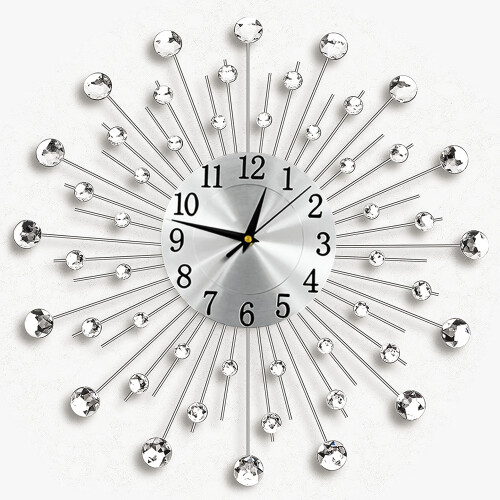 Living Room Diamante Beaded Crystal Jeweled Sunburst Wall Clock Home Decor 48cm