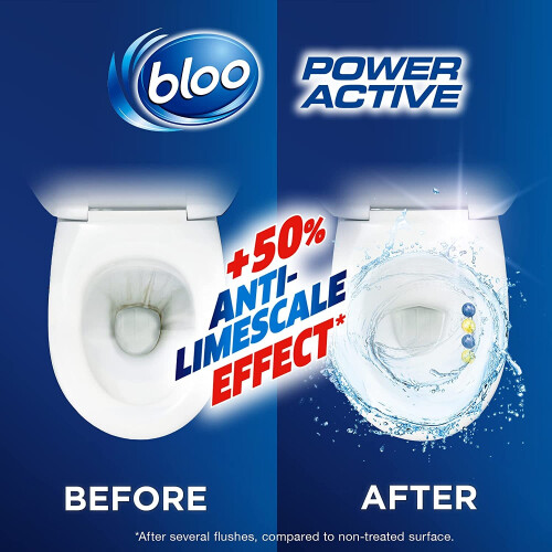 Bloo Power Active Toilet Rim Block Lemon, with Anti-Limescale, Cleaning  Foam, Dirt Protection and Extra Freshness - Pack of 3 Rimblocks on OnBuy