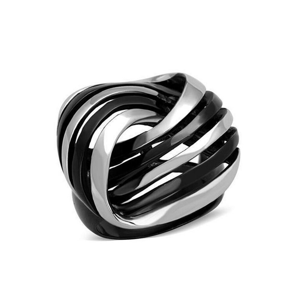 Photos - Ring Two-Tone IP Black Stainless Steel  with No Stone, Size 5