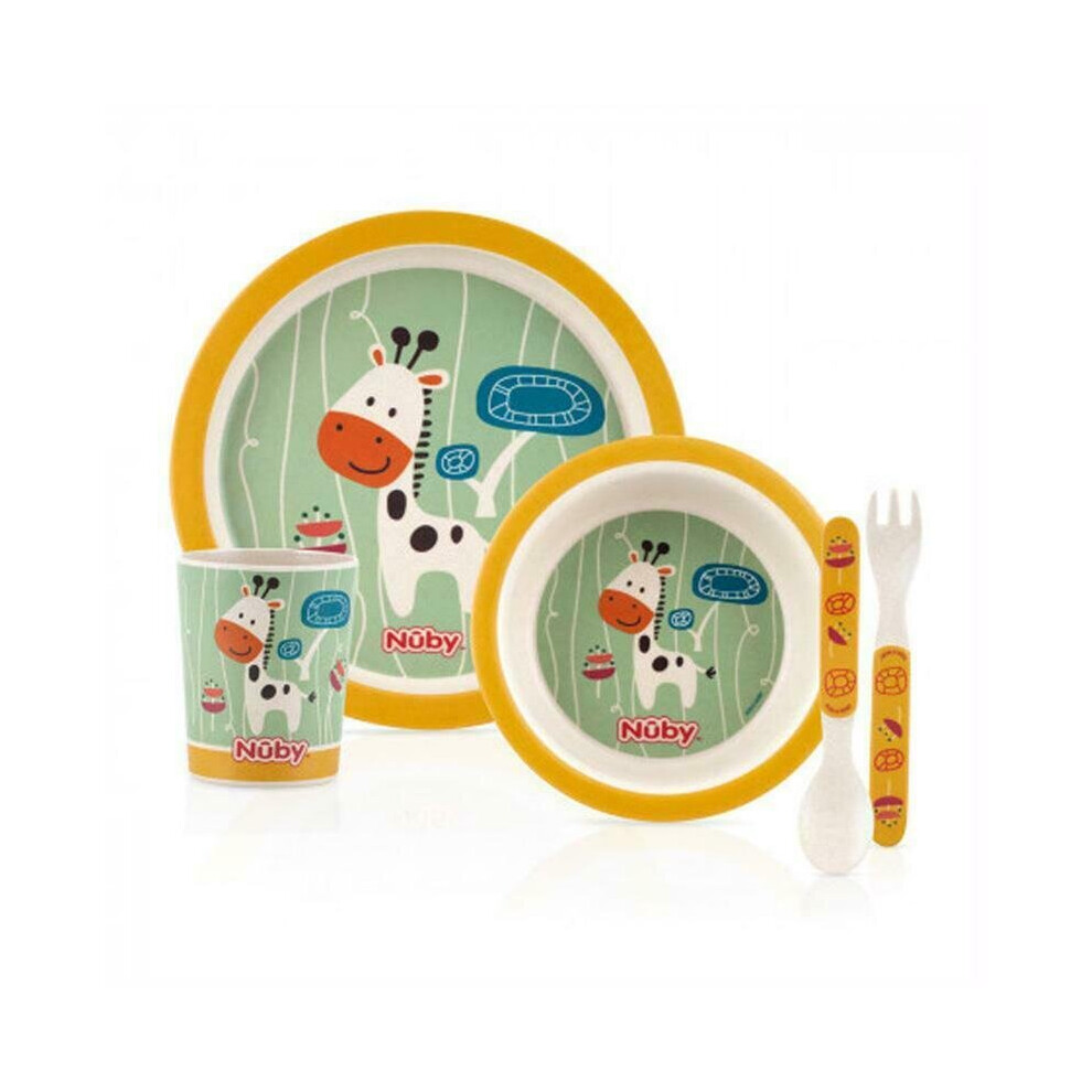 Nuby Feeding Lunch Set Giraffe Plate, Bowl, Cutlery, Cup