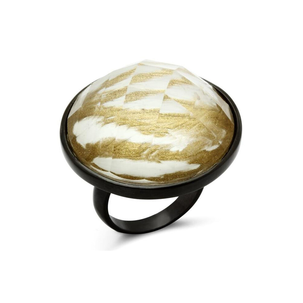 Photos - Ring IP Black Ion Plating Brass  with Synthetic Stone, Brown - Size 8