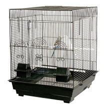 6924-4814BLK 0.37 in. Bar Spacing Tall Flat Top Bird Cage with Stand, Black - 18 x 18 in. - Small