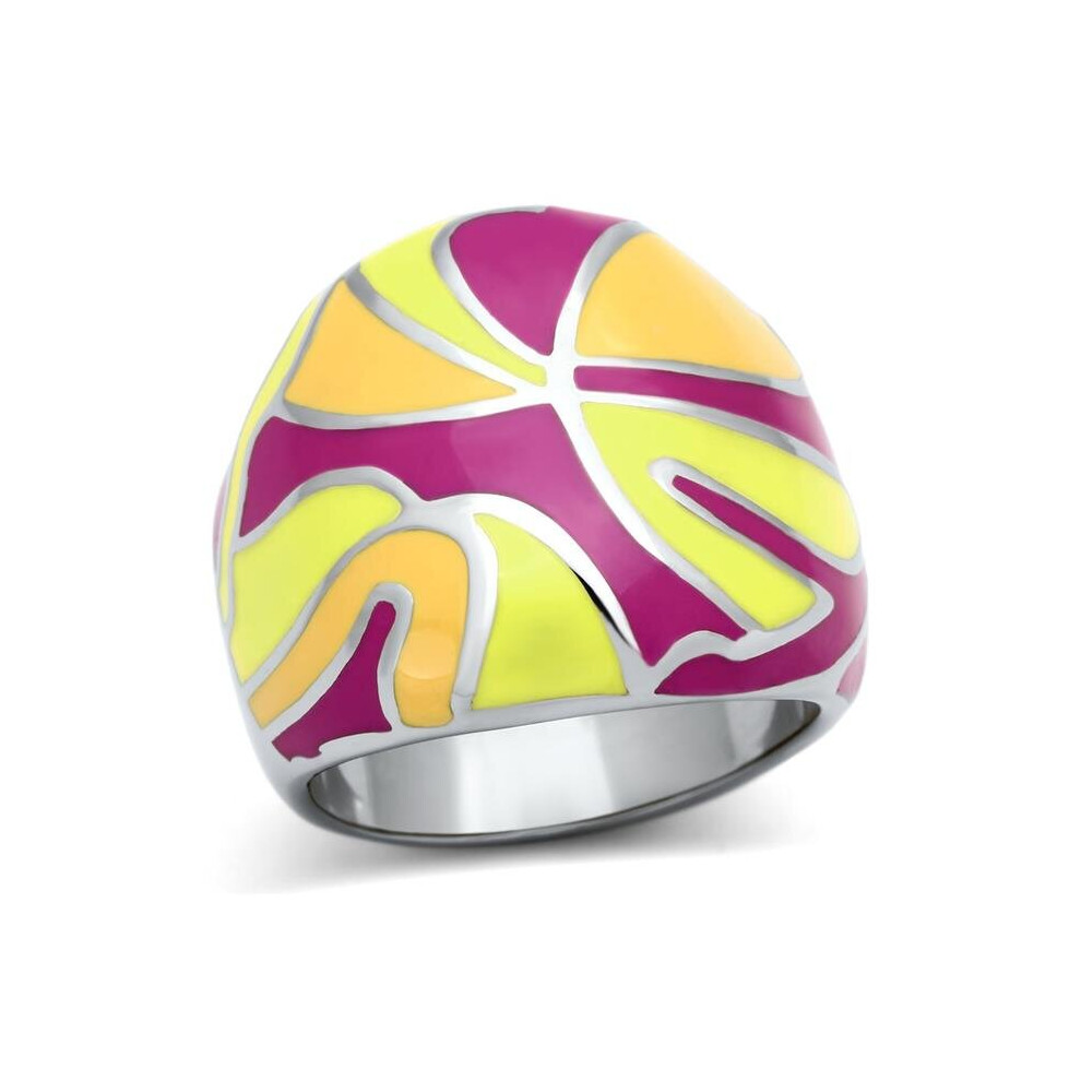 Photos - Ring High Polished No Plating Stainless Steel  with Epoxy, Multi Color - Size 5