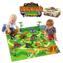 Realistic Dinosaur Toy Figure Set with Activity Play Mat for kids