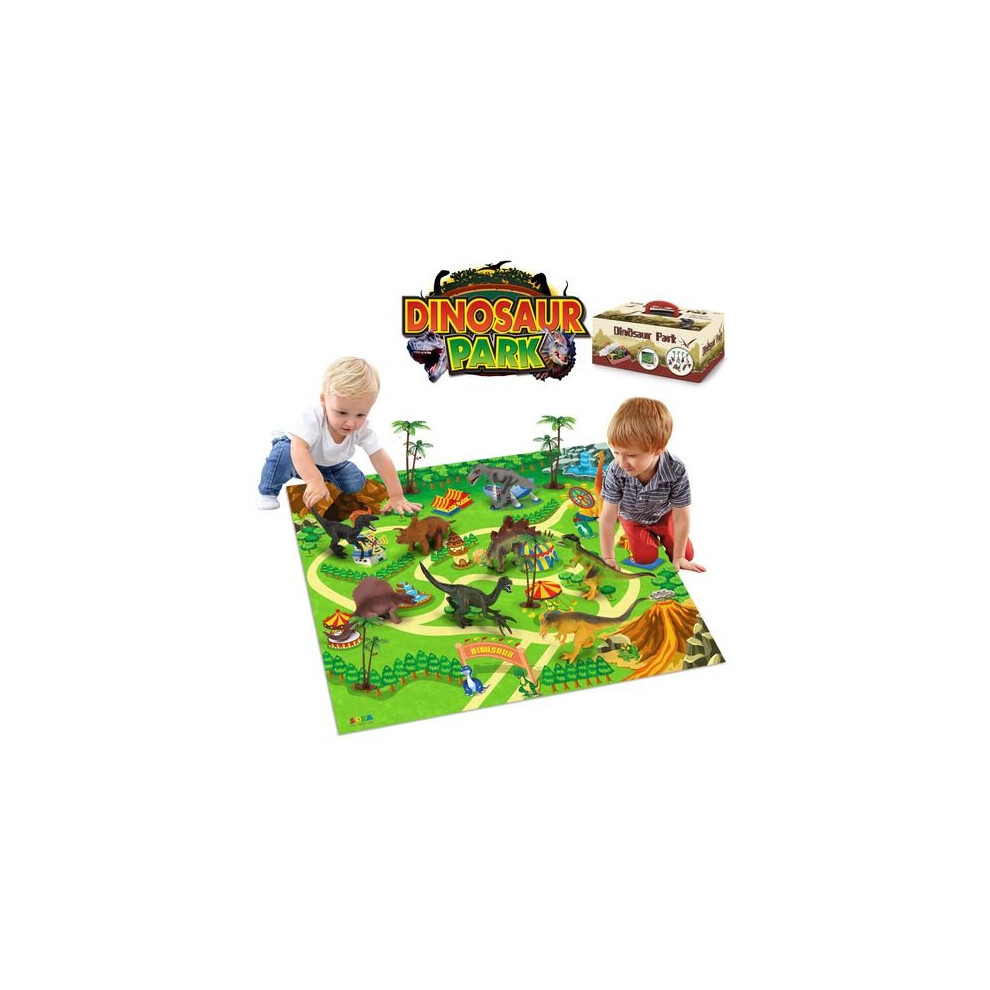 Realistic Dinosaur Toy Figure Set with Activity Play Mat for kids