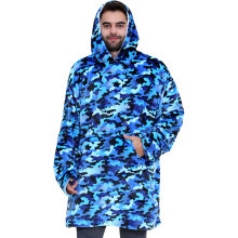 Men's Ladies Oversized Hoodie Camo Blue Snuggle