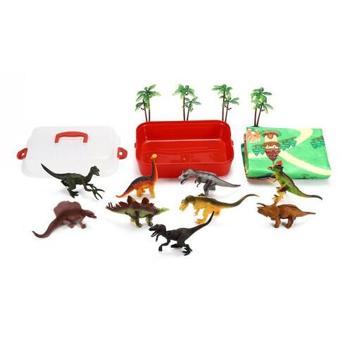 Realistic Dinosaur Toy Figure Set with Activity Play Mat for kids 1