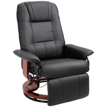 HOMCOM Ergonomic PU Leather Recliner Chair – 360 Swivel, 145 Recline, Black (833-621V70BK)