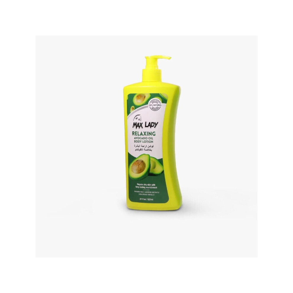 Max Lady Relaxing Avocado Oil Body Lotion 621mL | Moisturizer, Nourishing, Hydrating, Skin Soothing, Antioxidant-Rich, Softens & Revitalizes Skin