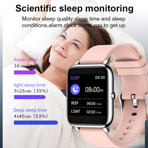 (Pink) Women Smartwatch for Android iOS Fitness Tracker 2