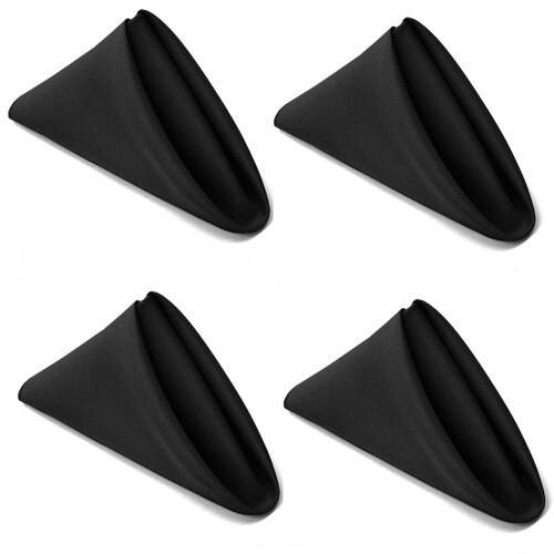 Gr8 Home (Black) Set Of 4 Polyester Square Napkins Table Cloth