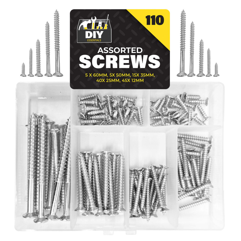 110pk Wood Screws Assortment | Countersunk Screw Set