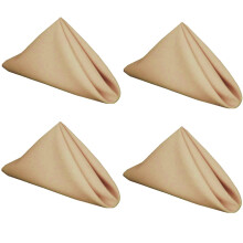 (Latte) Set Of 4 Polyester Square Napkins Table Cloth