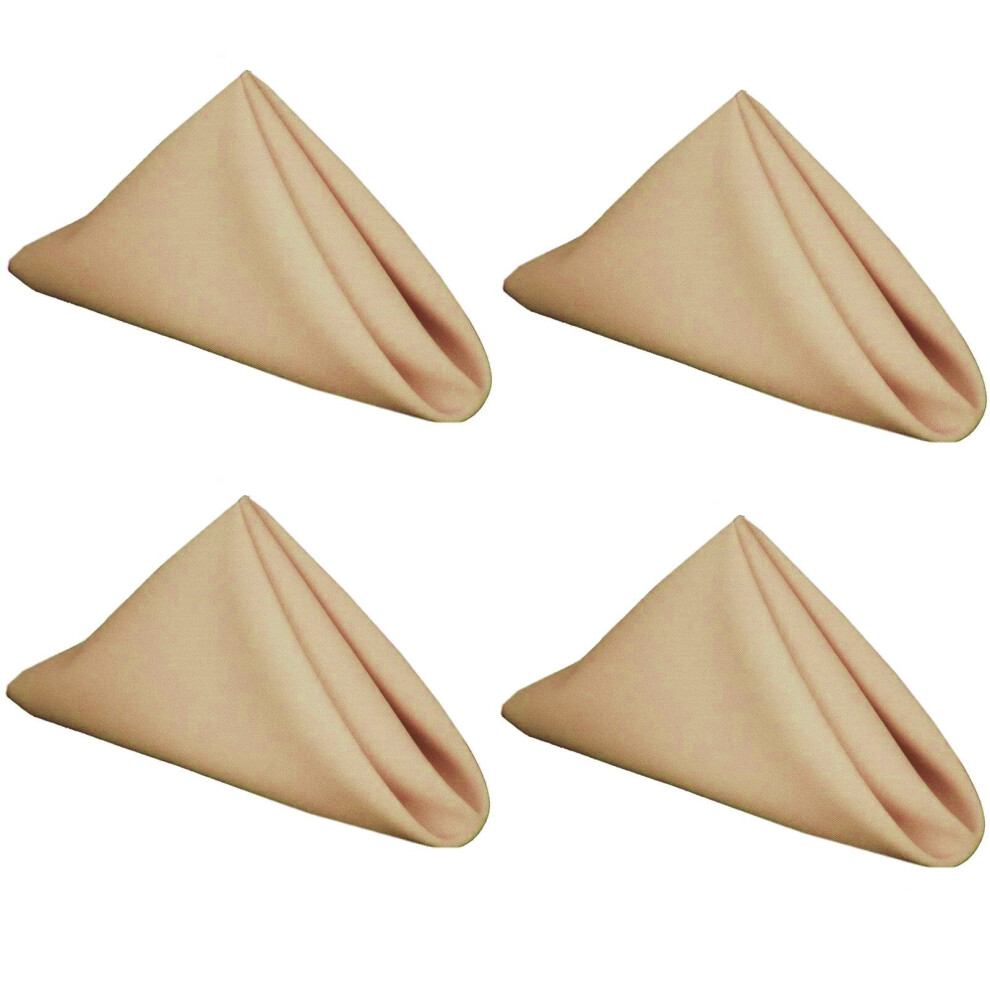 (Latte) Set Of 4 Polyester Square Napkins Table Cloth