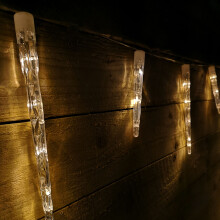 72 LED 6.9m Premier Icicle Christmas Lights - 24 Warm White Icicles, Indoor/Outdoor, 8 Sequences, Mains Powered (Clear 10m Lead)