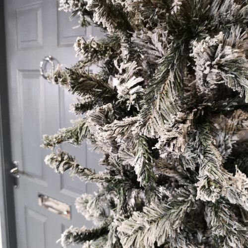 Samuel Alexander 8ft Indoor Flocked PVC Christmas Tree Arch with Snow Tips and Flat Top 1