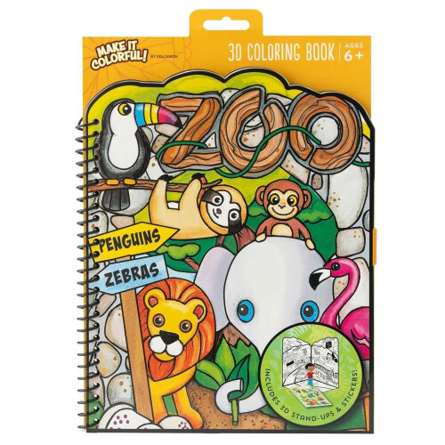 Zoo Animals 3D Colouring Scene and Stand ups