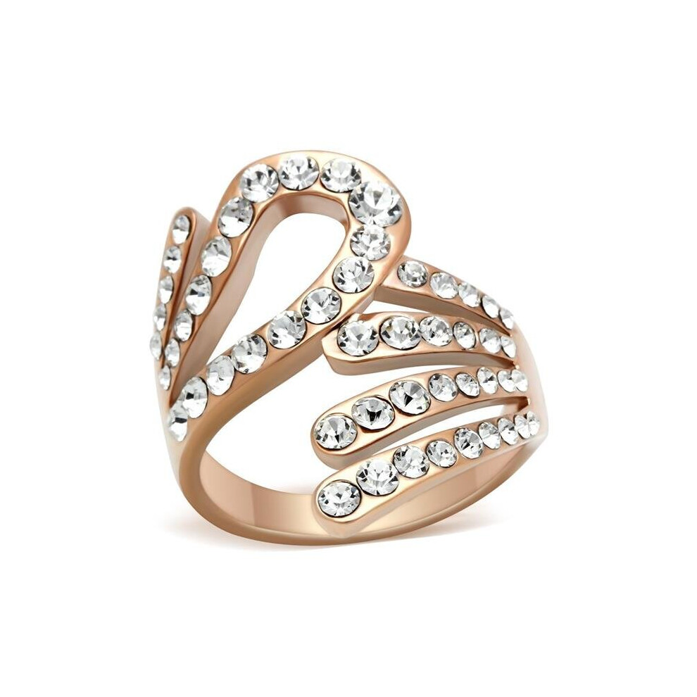IP Rose Gold Ion Plating Brass Ring with Top Grade Crystal, Clear - Size 6-image-OPC-PB6WWSB-NEW