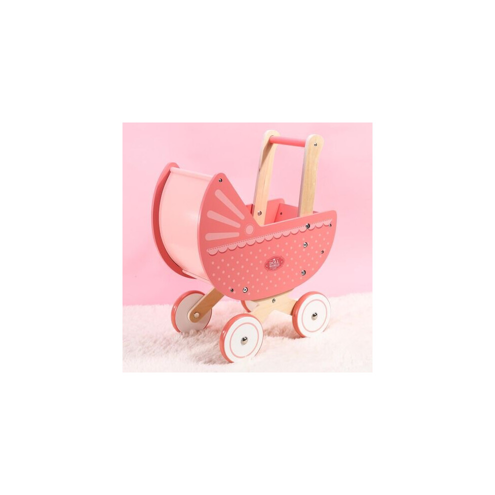 Doll World Pram Push Along Toy Walker Princess Pretend Play Pushchair